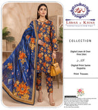Digital Linen All Over Printed 3-Piece Suit (Navy Blue)