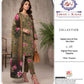 Olive Green Digital Linen 3-Piece Unstitched Suit with Printed Dupatta & Trouser