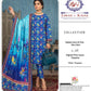 Royal Blue Floral Digital Linen 3-Piece Unstitched Suit with Printed Dupatta & Trouser