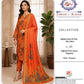 Digital Linen All Over Printed 3-Piece Suit (Rust Orange)