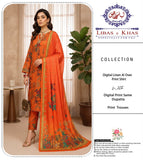 Digital Linen All Over Printed 3-Piece Suit (Rust Orange)